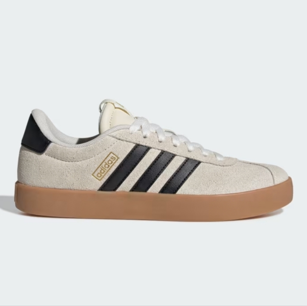 Womens Adidas Suede Cream White Black Gold VL Court 3.0 Shoe Size 6.5 Low Top - Picture 6 of 9